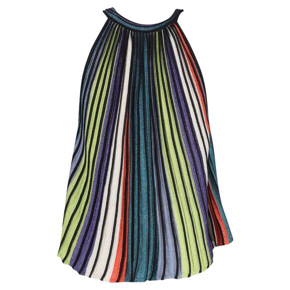 M Missoni Knit Detail Pleated Sleeveless Top in  Multicolor Striped Lurex - Picture 3 of 3